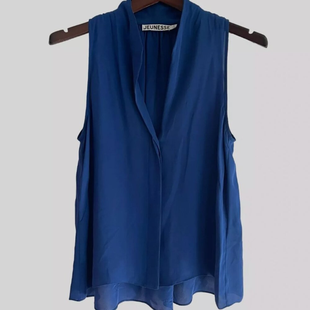 Like New Silk Jeunesse Fanny Sleeveless Blouse, Marine Blue, XS